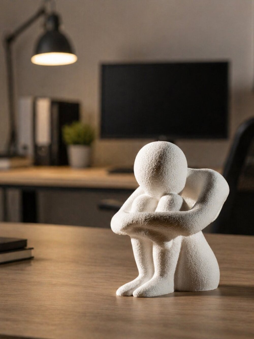 3D Printed Thinker Statue Abstract Sitting Figure Sculpture Modern Home Office